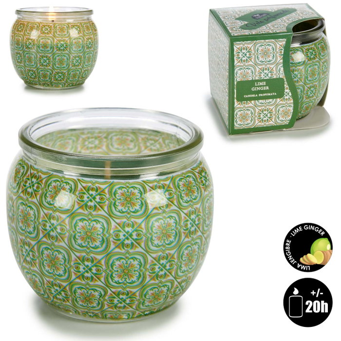 Acorde Bougie Parfumée Gingembre Citron Vert 7,5x6,3x7,5 cm Verre Vert (Set de 12)