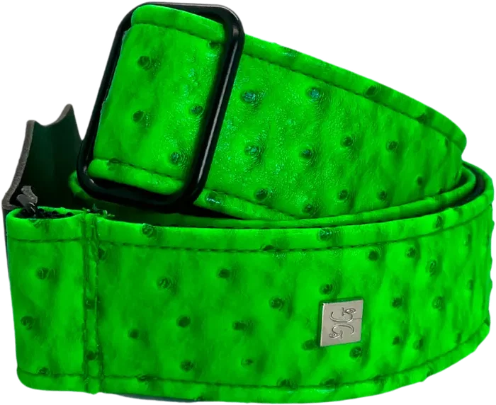 GETM Sangle Guitare/Basse Ostrich Neon Green - Corse en Simili Cuir Ajustable 165 cm GETM Sangle Guitare/Basse Ostrich Neon Green - Corse en Simili Cuir Ajustable 165 cm