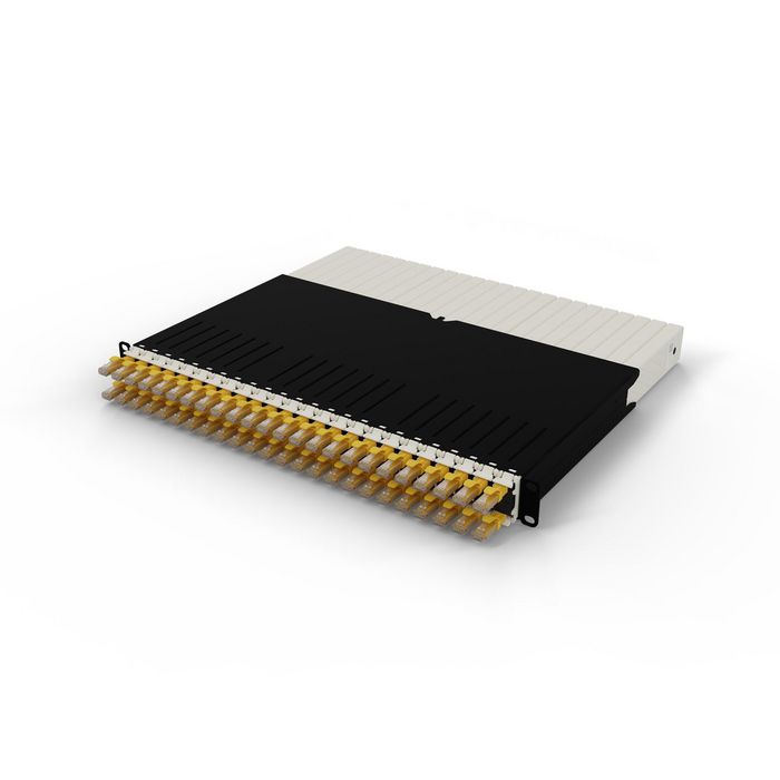 PATCHBOX Patchbox.one Rack 8RU avec 24 câbles réseau Cat.6a UTP rétractables couleur Jaune - Gestion de baie