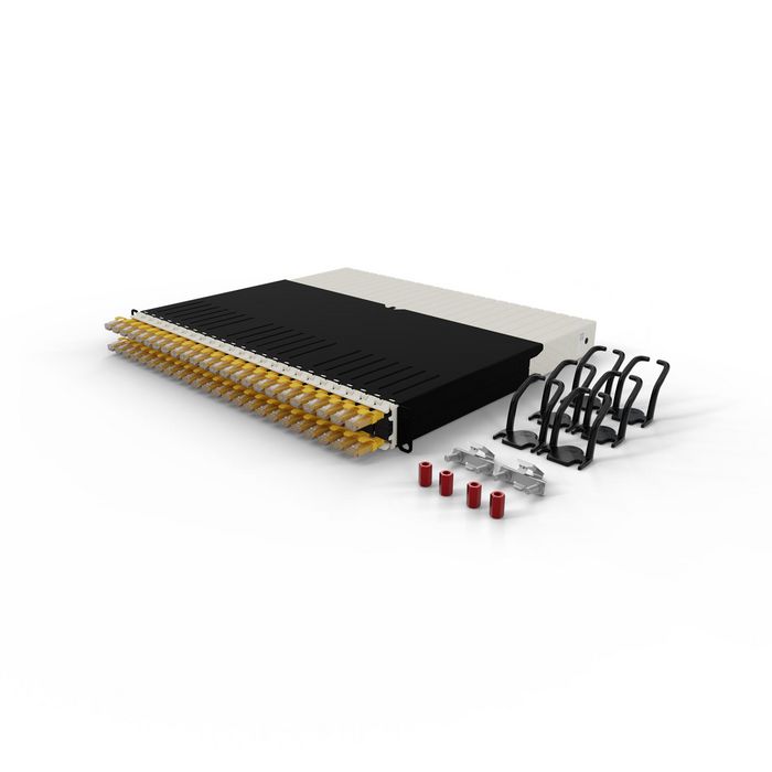 PATCHBOX Patchbox.one Rack 8RU avec 24 câbles réseau Cat.6a UTP rétractables couleur Jaune - Gestion de baie