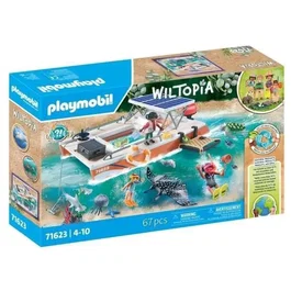 Playmobil 71623 Wiltopia - Bateau de surveillance des récifs coralliens, jeu de construction avec 67 pièces, pour enfants dès 4 ans