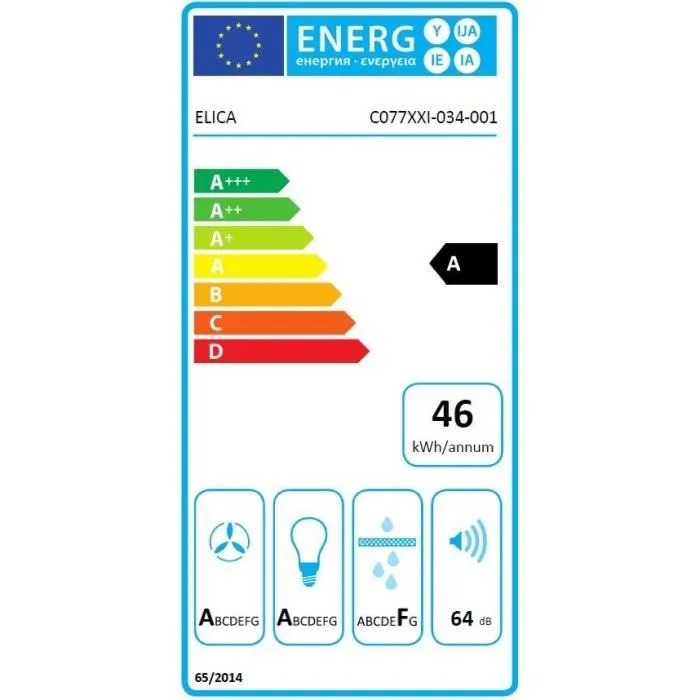 Elica Aplomb BL/A/60 Hotte aspirante murale, 60 cm, 58.8 x 65.5-99 x 25 cm, verre noir et gris anthracite, efficace pour toutes cuisines