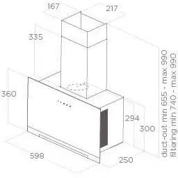 Elica Aplomb BL/A/60 Hotte aspirante murale, 60 cm, 58.8 x 65.5-99 x 25 cm, verre noir et gris anthracite, efficace pour toutes cuisines