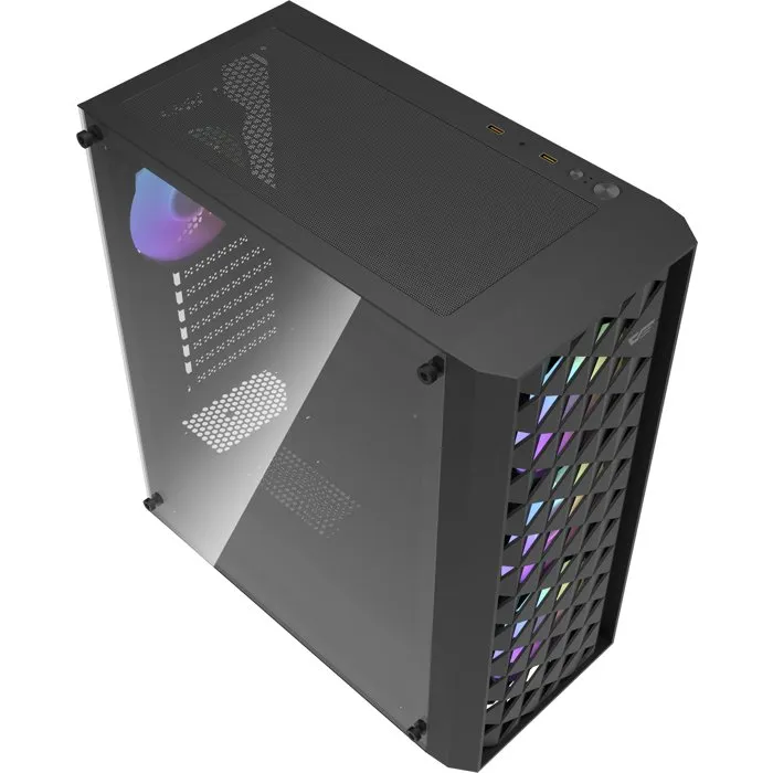 Darkflash DF-DK351CL6-BK DK351 Boîtier PC Moyen Tour ATX Noir avec 4 Ventilateurs A-RGB 120mm, Facade Mesh et Panneau Latéral en Verre Trempé