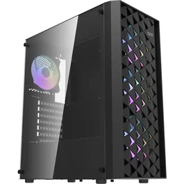Darkflash DF-DK351CL6-BK DK351 Boîtier PC Moyen Tour ATX Noir avec 4 Ventilateurs A-RGB 120mm, Facade Mesh et Panneau Latéral en Verre Trempé