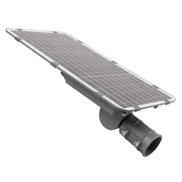 HO-STR100W-SL04-CW Farola LED solaire 200W blanc froid 5000K, avec panneau 20W, batterie 20Ah, capteur crépusculaire et télécommande, IP65