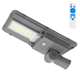 HO-STR100W-SL04-CW Farola LED solaire 200W blanc froid 5000K, avec panneau 20W, batterie 20Ah, capteur crépusculaire et télécommande, IP65