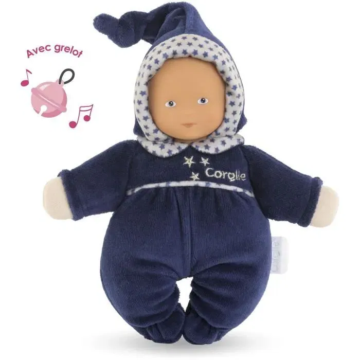 Corolle Doudou Babidoux Marine Rêves d'Étoiles - Doudou avec grelot et senteur vanille, étiquette prénom personnalisable, 20 cm, pour bébé dès la naissance Corolle Doudou Babidoux Marine Rêves d'Étoiles - Doudou avec grelot et senteur vanille, étiquette prénom personnalisable, 20 cm, pour bébé dès la naissance