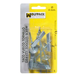 WOLFPACK LINEA PROFESIONAL Blister de 5 chevilles à bascule avec vis M 4
