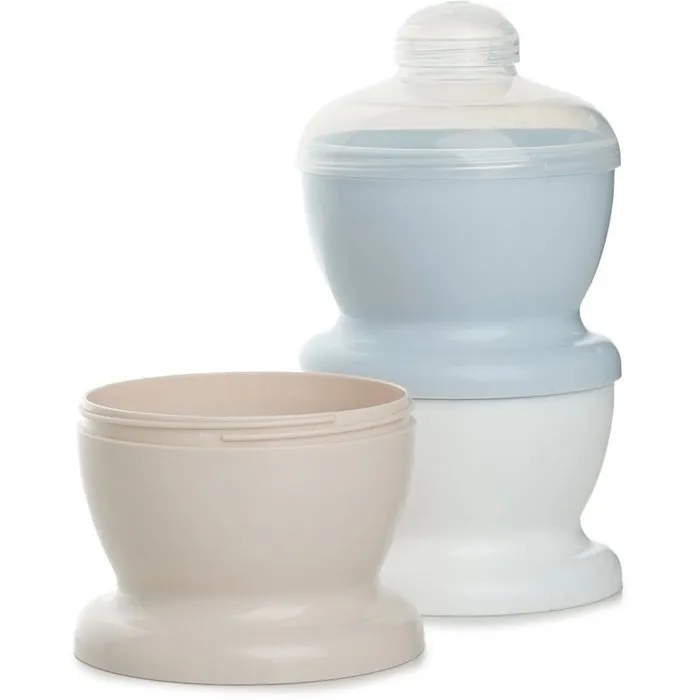 Thermobaby - Boîte de transport de lait et céréales à compartiments empilables et stérilisation à froid - Modèle Fleur bleue