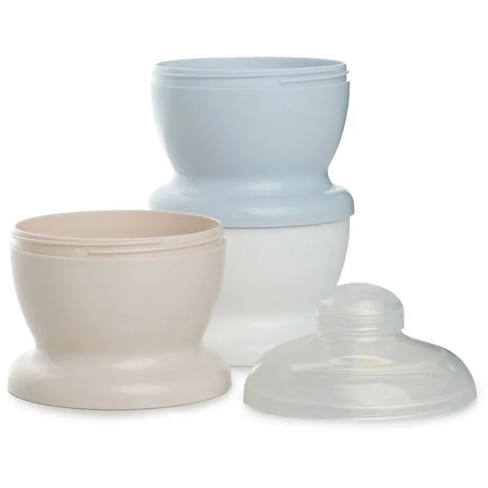 Thermobaby - Boîte de transport de lait et céréales à compartiments empilables et stérilisation à froid - Modèle Fleur bleue