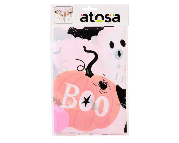 Mantel Halloween Enfant Fantômes Et Citrouille 180 x 130 cm - Nappe de Table pour Fête d'Halloween, Thème Joyeux et Ludique