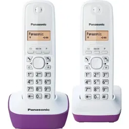 Panasonic KX-TG1612FRF - Téléphone sans fil DECT duo avec 2 combinés, écran rétroéclairé, pourpre, sans répondeur