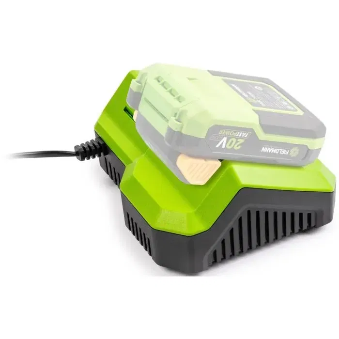 Fieldmann Chargeur rapide pour batterie 20V - Compatible modèles 2Ah, 4Ah, 8Ah - Charge 2Ah en 30 min