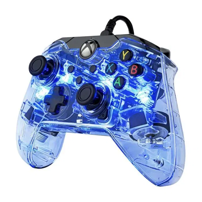 PDP Manette Afterglow Xbox Series X|S, Xbox One et PC - Licence Officielle Microsoft - LED Personnalisables Prismatiques - Filaire - Transparente