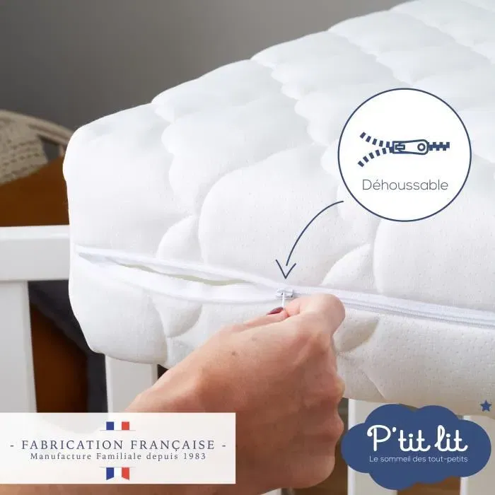 P'Tit Lit - Matelas Bébé Bamboo 70x140x10 cm, Housse en Viscose Douce Réversible, Détachable, Sans Traitement Chimique, Mousse Haute Densité 23kg/m3