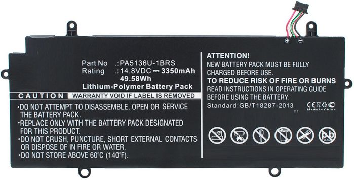 CoreParts Batterie pour Toshiba Portege Z30, 49.58Wh, 14.8V, 3350mAh, Noir