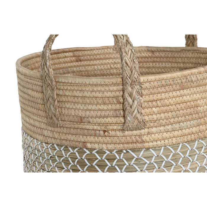 Set de basket Home ESPRIT Blanc Naturel Marron Clair PVC Corde Herbier marin Joncs (3 Pièces)