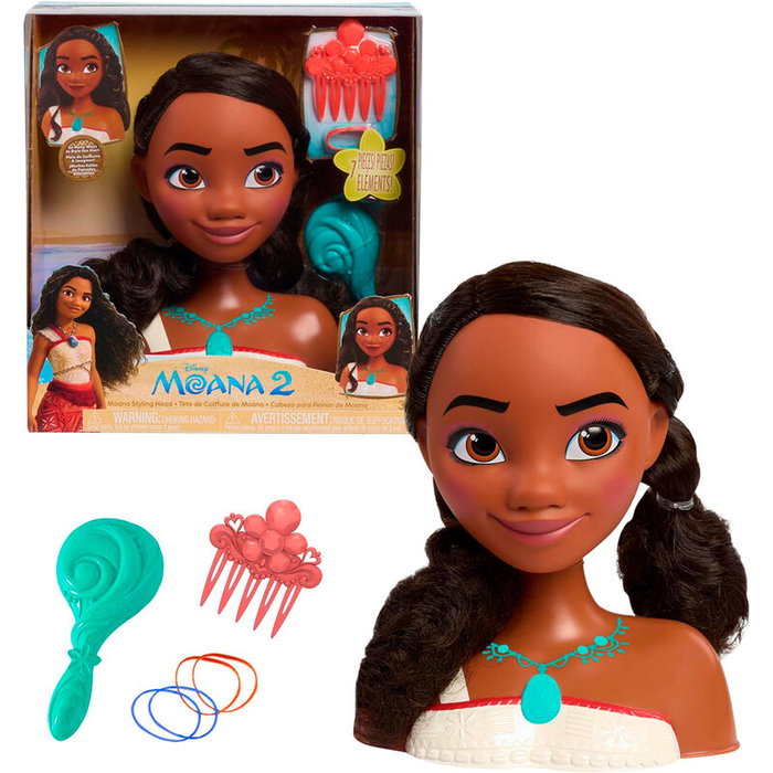 JUST PLAY Buste de coiffure Moana Disney Princess avec 7 accessoires JUST PLAY Buste de coiffure Moana Disney Princess avec 7 accessoires