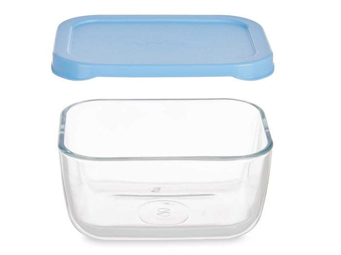 Pasabahce Boîte de conservation Snow Box avec couvercle bleu 420 ml verre 12x6x9 cm (Set de 12)