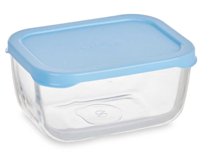 Pasabahce Boîte de conservation Snow Box avec couvercle bleu 420 ml verre 12x6x9 cm (Set de 12)