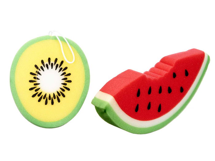 BERILO Lot de 24 éponges de bain motifs fruits assortis