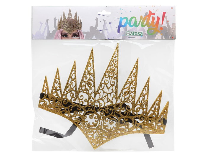 Couronne haute dorée brillante pour princesse ou reine fantastique