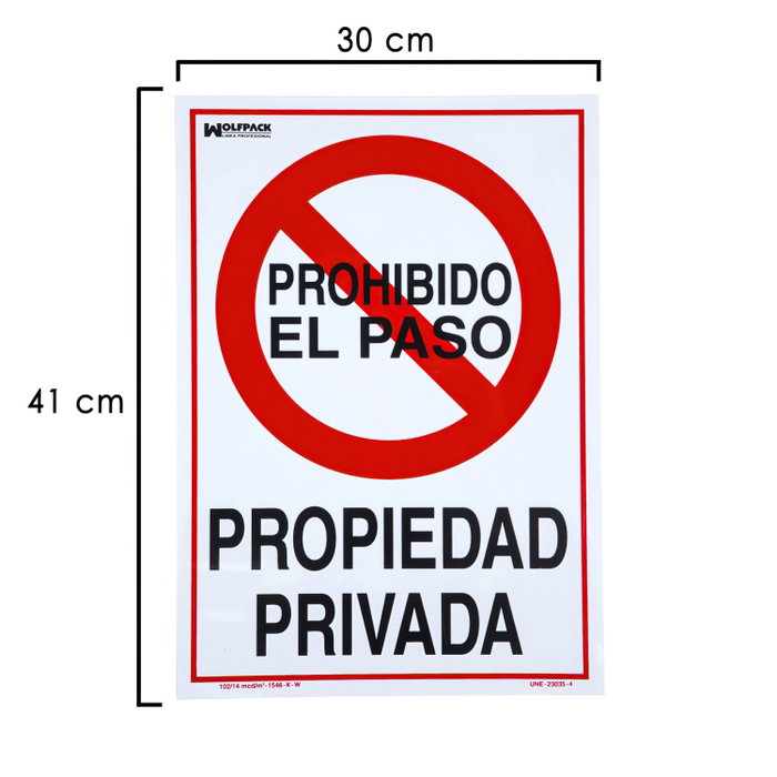 WOLFPACK LINEA PROFESIONAL Panneau propriété privée 41x30 cm WOLFPACK LINEA PROFESIONAL Panneau propriété privée 41x30 cm