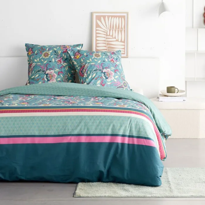 Today Parure de lit imprimé floral bleu 240 x 220 cm Today Parure de lit imprimé floral bleu 240 x 220 cm