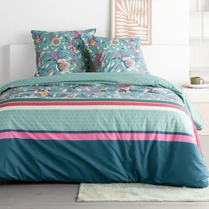 Today Parure de lit imprimé floral bleu 240 x 220 cm Today Parure de lit imprimé floral bleu 240 x 220 cm