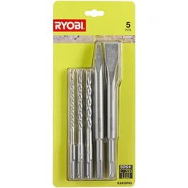 Ryobi RAKSP05 - Kit 3 forets SDS+ et 2 burins SDS+ pour perçage et burinage
