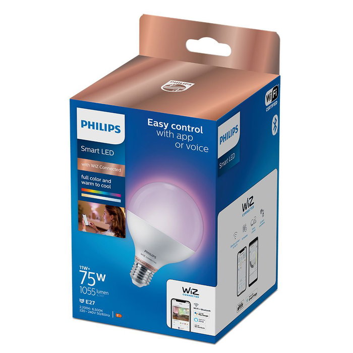 Philips Wiz Ampoule intelligente globe E27 11W 1055 lm Full colors