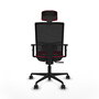 Chaise Yunquera Synchro 4 positions tissu Rouge Maille Noir Base en nylon noir Accoudoir 1D Appui-tête 1D Roulettes 65mm nylon