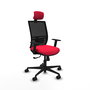 Chaise Yunquera Synchro 4 positions tissu Rouge Maille Noir Base en nylon noir Accoudoir 1D Appui-tête 1D Roulettes 65mm nylon
