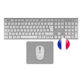 Tacens Kit Clavier et Souris Sans Fil ZenithWFR AZERTY Français + Souris Optique 3200 DPI + Tapis de Souris, Blanc