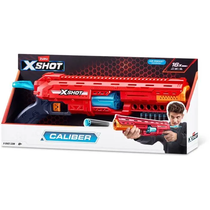 Zuru X-SHOT Caliber - Lanceur de fléchettes à barillet rotatif, 27 m de portée, 16 fléchettes incluses, à partir de 8 ans Zuru X-SHOT Caliber - Lanceur de fléchettes à barillet rotatif, 27 m de portée, 16 fléchettes incluses, à partir de 8 ans