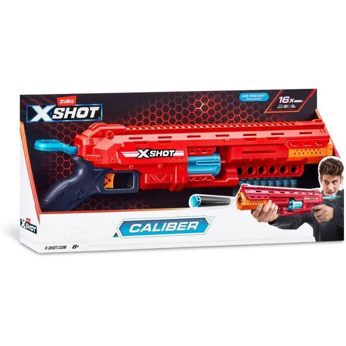 Zuru X-SHOT Caliber - Lanceur de fléchettes à barillet rotatif, 27 m de portée, 16 fléchettes incluses, à partir de 8 ans Zuru X-SHOT Caliber - Lanceur de fléchettes à barillet rotatif, 27 m de portée, 16 fléchettes incluses, à partir de 8 ans