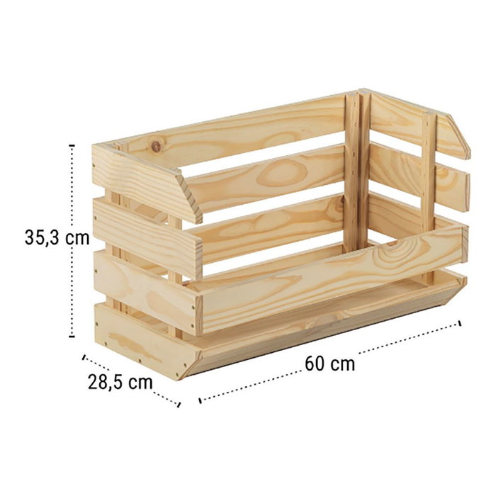 Astigarraga Boîte empilable Evolution pin massif non verni certifié PEFC 60 x 28.5 x 35.3 cm