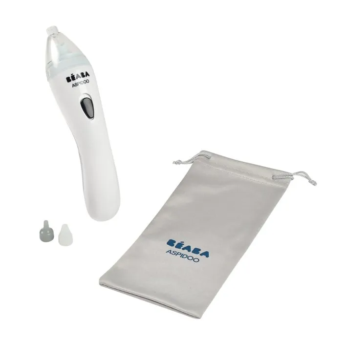 Beaba Aspidoo - Mouche bébé électrique et nomade pour nourrisson, blanc - Aspirateur nasal silencieux 50 dB, puissance 70 KPa, dès la naissance