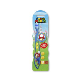 Lorenay Brosse à Dents Enfant Super Mario avec Petit Tête, Manche Antidérapant et Capuchon Protecteur - Design Personnage