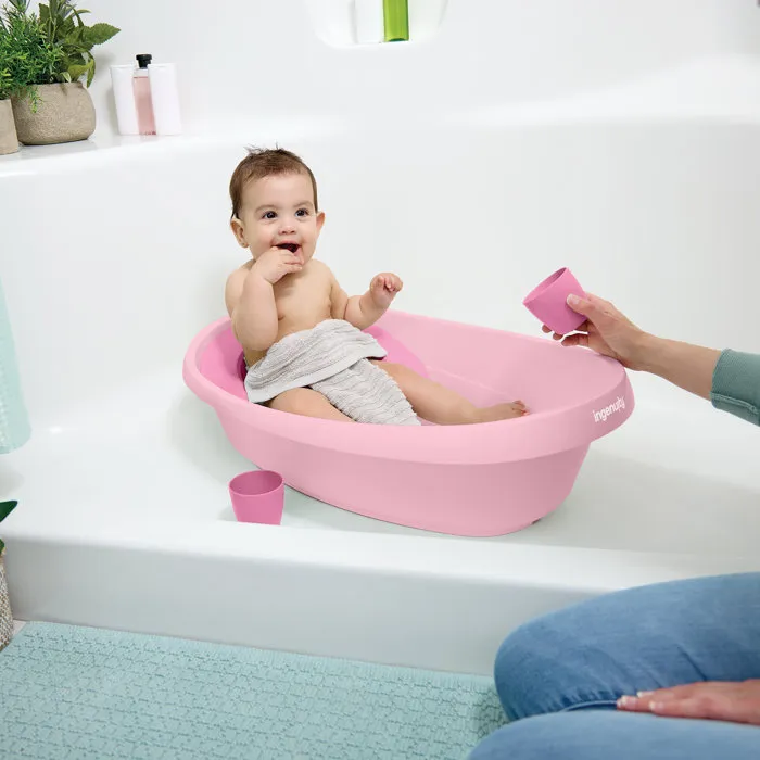 Ingenuity Baignoire bébé 4 en 1 évolutive Room to Soak, rose, extra-large, avec transat, support, jeux d'eau, 0-24 mois Ingenuity Baignoire bébé 4 en 1 évolutive Room to Soak, rose, extra-large, avec transat, support, jeux d'eau, 0-24 mois