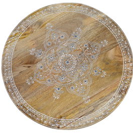 GINER Y COLOMER Table basse en bois de manguier avec pieds en métal, couleur naturel et noir - Set de 2 tables (grande: Ø80 x 48 cm, petite: Ø60 x 40 cm)