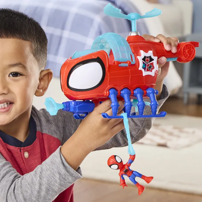 Hasbro Hélico de l'équipe Spidey, figurine Marvel Spidey et ses Amis Extraordinaires 7,5 cm avec véhicule et projectile - Jouet enfant 3 ans et plus