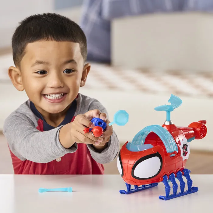 Hasbro Hélico de l'équipe Spidey, figurine Marvel Spidey et ses Amis Extraordinaires 7,5 cm avec véhicule et projectile - Jouet enfant 3 ans et plus