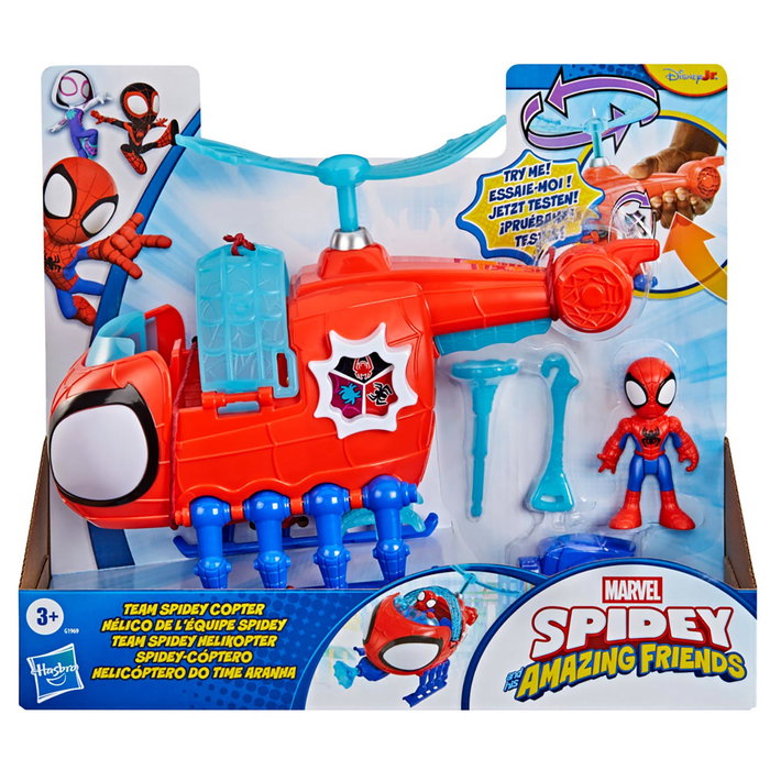 Hasbro Marvel Spidey Helicopter G1969 - Jouet Hélicoptère avec Figurine Spidey de 7,6 cm, Langues Multilingues, pour Enfants 3 Ans et Plus