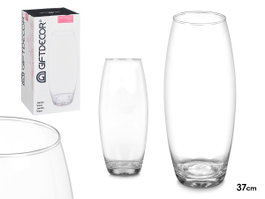 GIFTDECOR Vase en Cristal Bombé Transparente 37cm