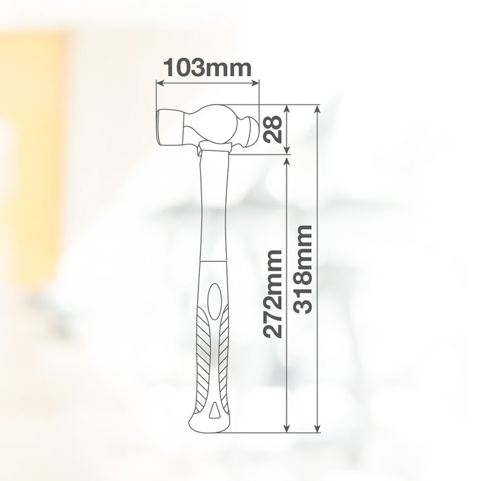 Hantums Marteau à panne de bola avec manche en fibre de verre 450g