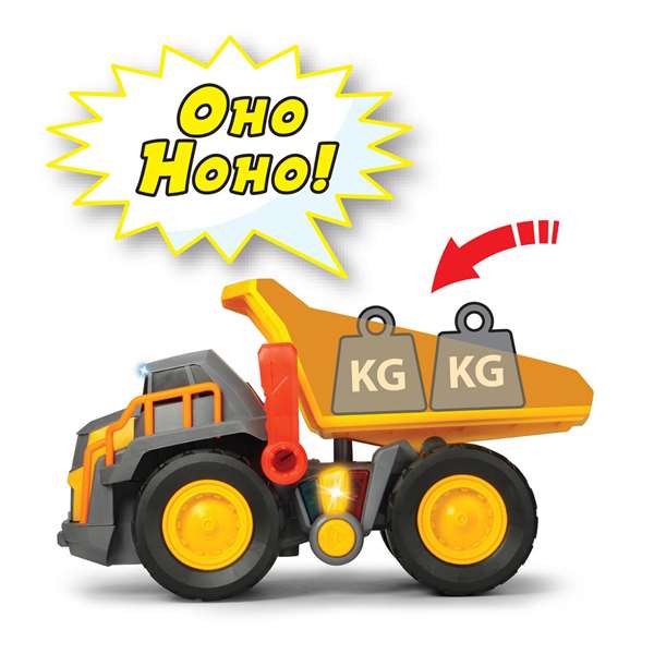 Smoby - Camion de transport Volvo avec fonctions, son et lumière, 30 cm - Produit en plastique pour enfants (18 mois à 6 ans) - Langue: espagnol, portugais