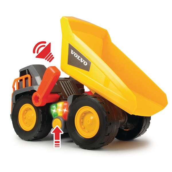 Smoby - Camion de transport Volvo avec fonctions, son et lumière, 30 cm - Produit en plastique pour enfants (18 mois à 6 ans) - Langue: espagnol, portugais