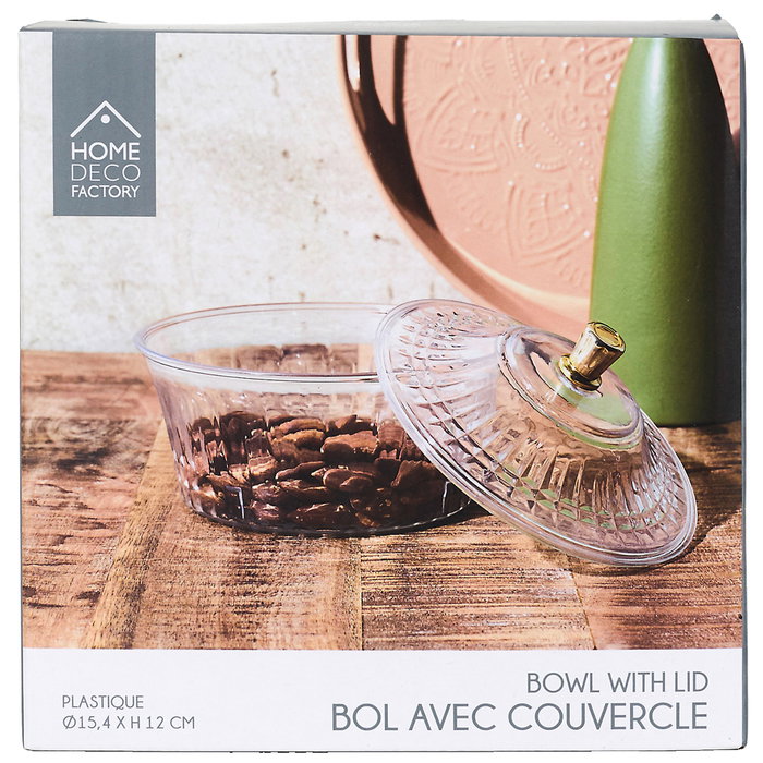 Home Deco Factory Bol avec couvercle en plastique PET MIRAGE